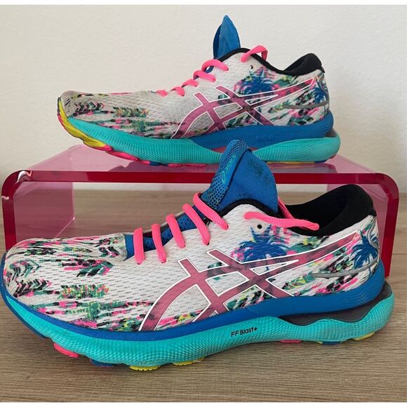 ASICS Gel-Nimbus 24 Running Shoes Women 9.5 Multi Tropical Print Streetwear Y2K - Picture 1 of 11